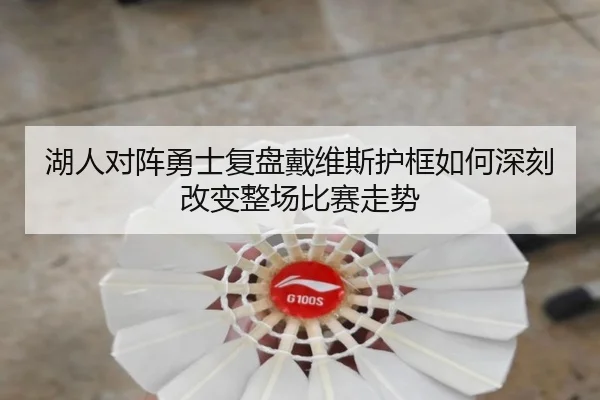 湖人对阵勇士复盘戴维斯护框如何深刻改变整场比赛走势